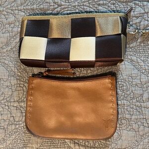 Frye Small Tan Leather Zipper Belt Bag and Small Woven Seat Belt Zippered Bag